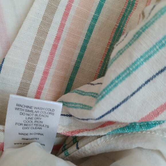 Parker Top Halsey Stripe V Neck Cotton Side Zip Pullover Womens Large - Picture 10 of 13